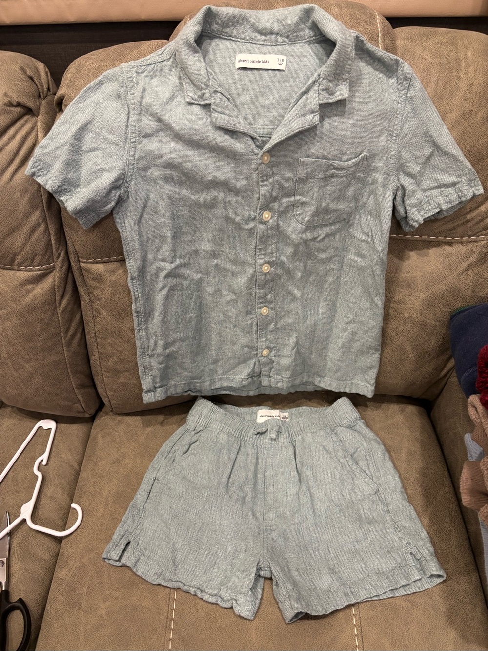 abercrombie kids light blue 100% cotton matching set